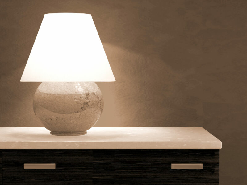table lamp on sideboard