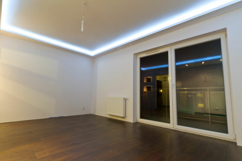 LED strips on foyer ceiling