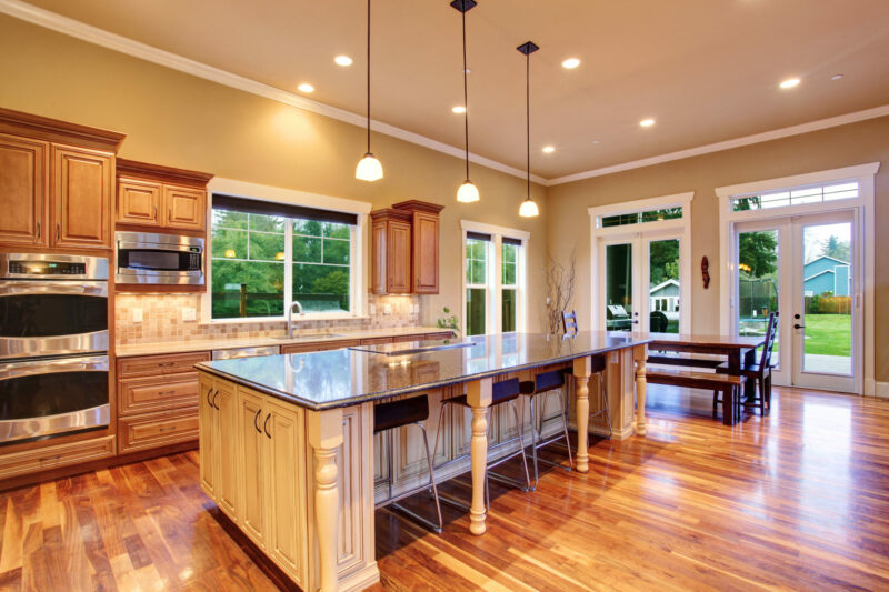 kitchen with recessed lights for general lighting