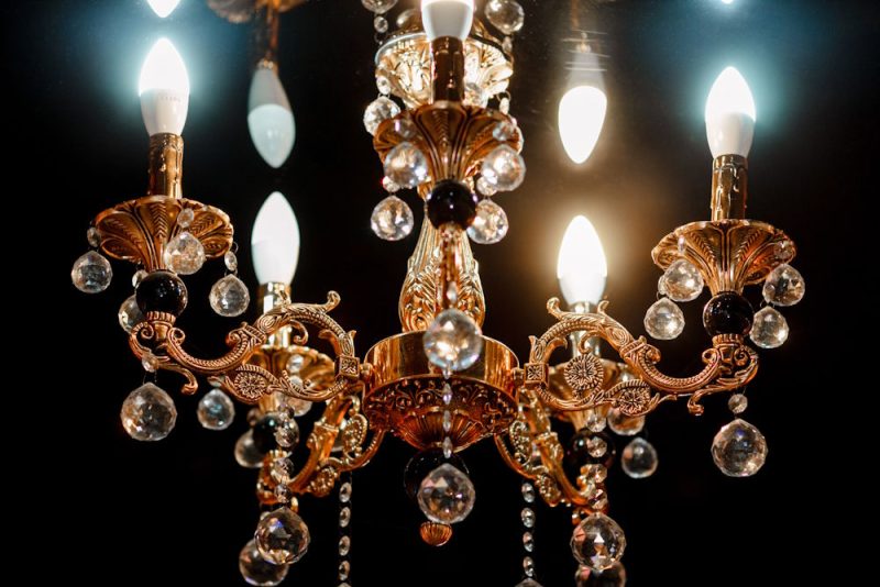 Gold Chandelier with Type B Candelabra Bulbs