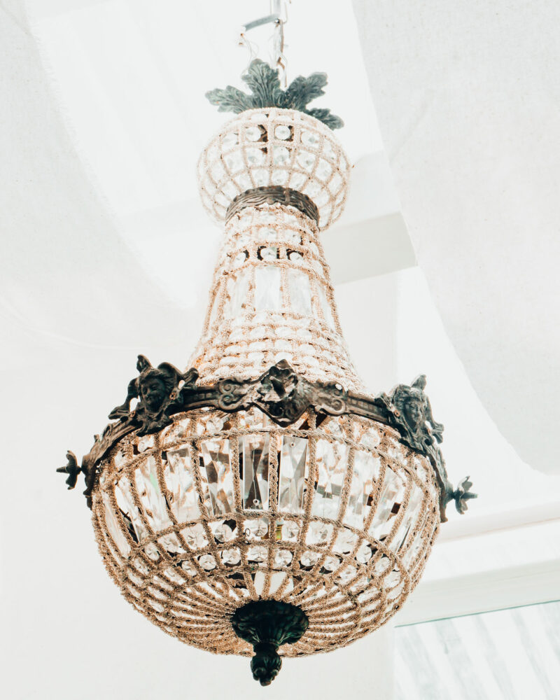 pendent light with jeweled lampshade