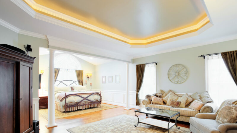 LED strips on recessed ceiling