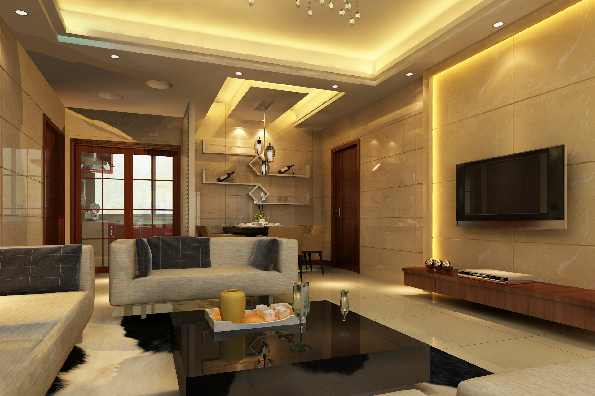 modern living room corner lighting