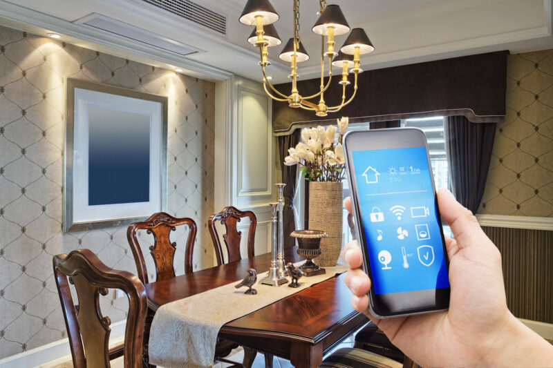 smart bulbs in ceiling light controlled with an app