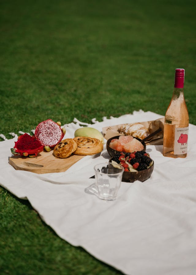 Picnic food photographed with natural lighting