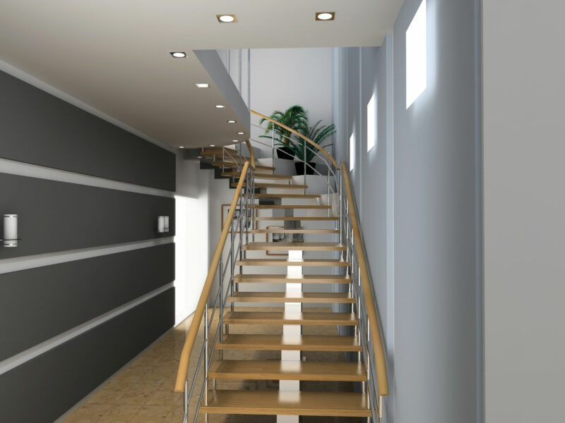recessed hallway lights on staircase
