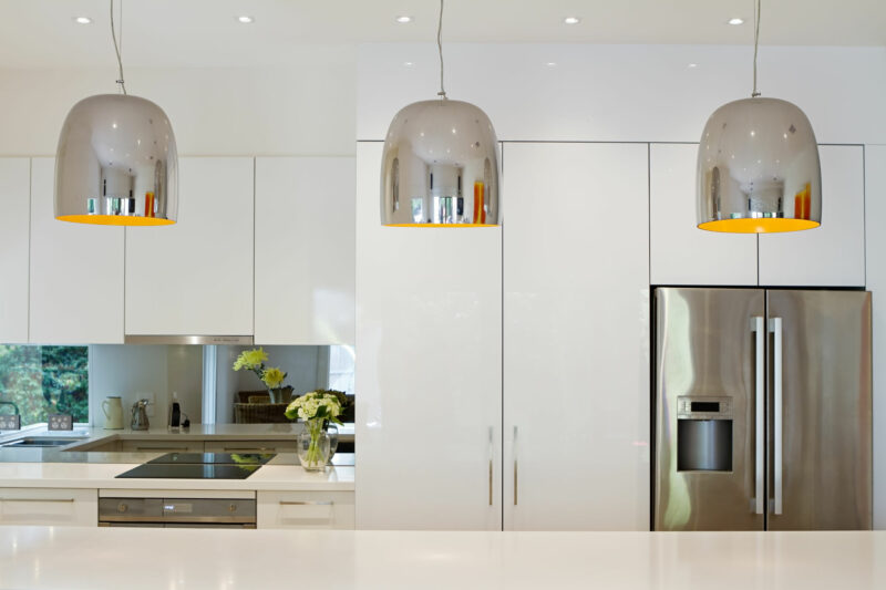 combination of recessed and pendant lights