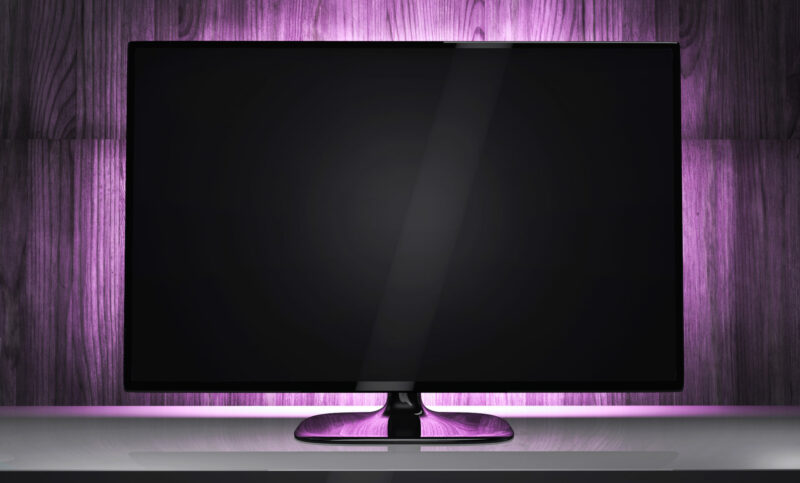 TV with LED strip lights placed on the back
