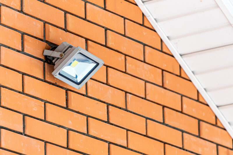 outdoor floodlight mounted on the exterior wall